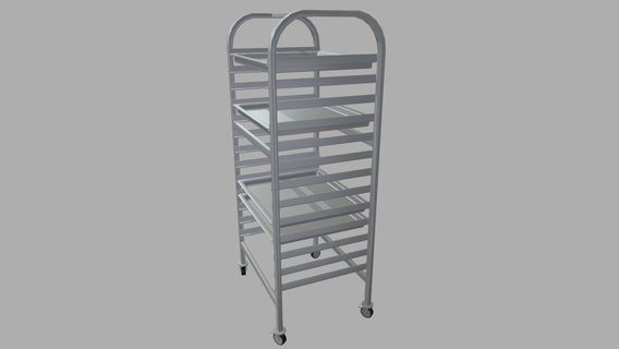 tray trolley cart bandejero low poly bar restaurant kitchen metallic aluminum toy assets props video game food 3d print model - Mito3D
