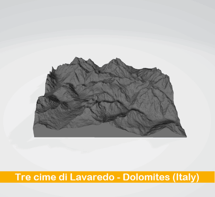 tre üstler di lavaredo dolomitler i̇talya 3d topografya stl harita zirveler kireçtaşı kuleler alp manzara tırmanmak doğa yürüyüşü doğa meraklılar yollar nefes kesen görüntüleme sağlam güzellik kaya oluşumlar i̇talyan alpler 3d print model - Mito3D