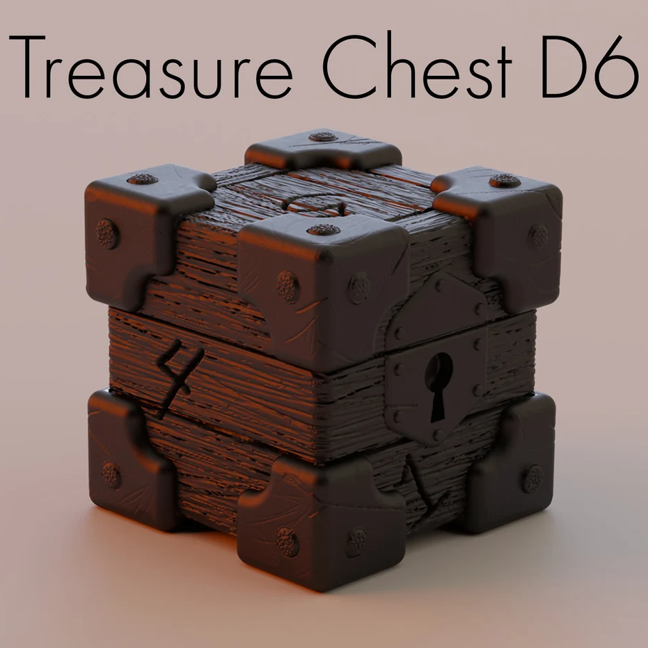 treasure chest d6 dice tabletop roleplaying rpg 3D print model - Mito3D