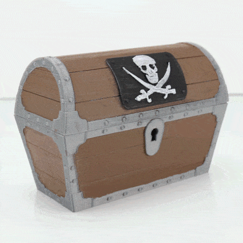 Tesoro petto Stampa posto 4 tipi genere scatola pirata serratura giocattolo gioielleria bidone Astuccio guaina 3D print model - Mito3D