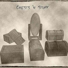 treasure chests stuff dungeons & dragons pathfinder tabletop games 25mm 32mm chest dd and loot miniatures mirror scatter terrain treausre toy_game_accessories 3d print model - Mito3D