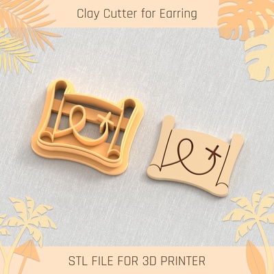 treasure map summer clay cutter tools earring turtle beach shell 3d print model - Mito3D