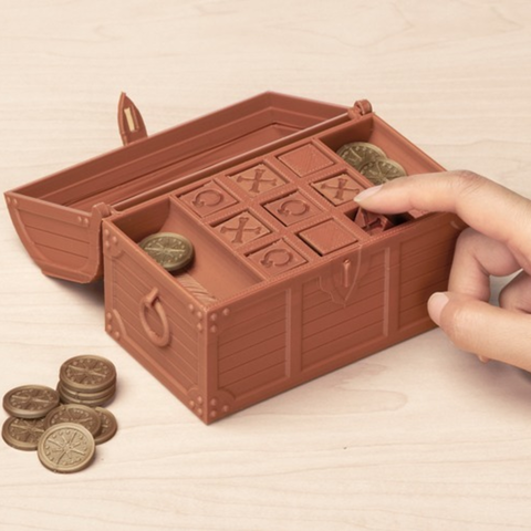 treasure tic tac toe game boardgames board fun home house household miniature 3D print model - Mito3D