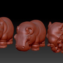 treasures africa rhinoceros elephant hippopotamus gadget 3d print model - Mito3D