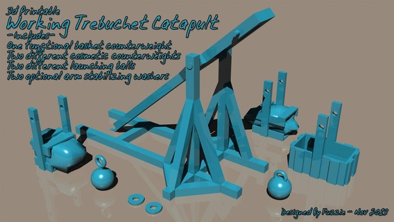 trebuchet catapult counterweight buildings structures 3d print model - Mito3D