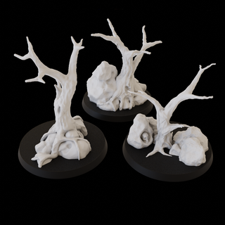 tree bases ravens crows flying units etc raven crow crebain base trees scenery terrain rocks stand flight flyer lotr middle-earth middle earth 3d print model - Mito3D