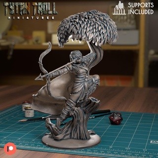 arbre elfe pre supported dnd miniature minis donjons dragons 32mm tytantroll miniatures Patreon femme archer 3d print model - Mito3D