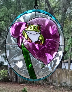 tree frog flower sun catcher stained glass art resin 3d print model - Mito3D