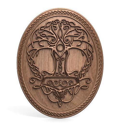 árbol vida 2 cnc Arte bas relief deco vikingo nórdico céltico 3D print model - Mito3D