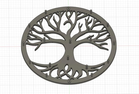 árvore vida joalheria suporte parede monte colar pulseiras brincos 3d print model - Mito3D