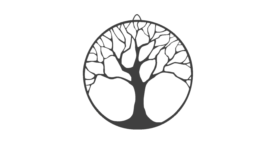 ağaç hayat kolye dekorasyon dekor 2d iç tasarım Sanat inek anahtarlık amblem logo Ağacı bitki 3D print model - Mito3D