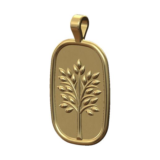 arbre vie soulagement pendentif charme 3d impression modèle bijoux feuille plante nature imprimable or argent mode accessoires sterling 3D print model - Mito3D