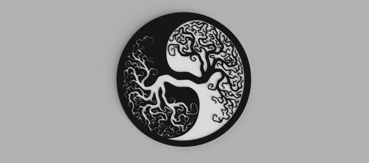 tree life ying yang wall painting Art 3d print model - Mito3D