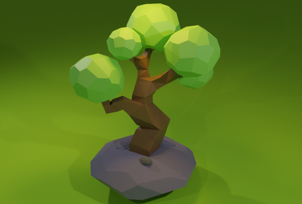 tree poly lowpoly low-poly wood low-polygonal landscape 3d print model - Mito3D