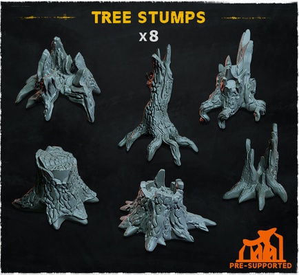 tree stumps - basing bits 10 forest fallen fungus dioramma 3d print model - Mito3D