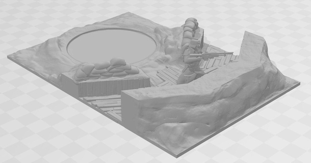 trench warfare segment - heavy weapons position Game terrain deathcorps war weappn emplacement 3d print model - Mito3D