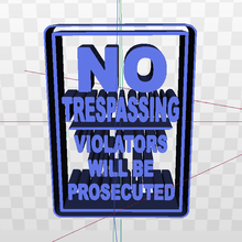 trespassing sign no yard letters frame 3d print model - Mito3D