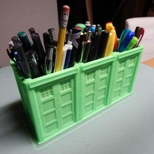 tri-tardis pen holder pencil containers 3d print model - Mito3D