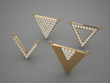 Dreieck 3d Anhänger Gold Silber druckbar stilvoll einfach Juwel brillant 3dprint Schmuck 3angle 3d print model - Mito3D