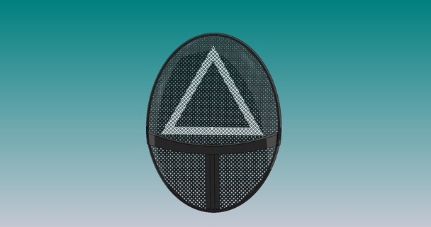 triangle guard mask - squid game guards rma key ring fashion flap 3d print model - Mito3D