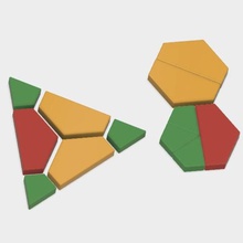 triangle hexagone dissections de mathématiques jeu 3d print model - Mito3D
