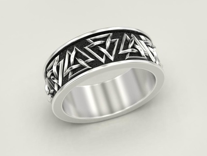triangles ring knot viking rune jewelry print jewellery rings design jewel printabl printing gold prototyping silver wedding biker blackening texture 3d print model - Mito3D
