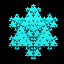 triangular base koch snowflake 3d iteration 2 art fractal math mathematics snow sierpinski triangle geometry algorithm iterative recursive stellation star 3d print model - Mito3D