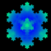 triangular base koch snowflake 3d iteration 4 art fractal math mathematics snow sierpinski triangle geometry algorithm iterative recursive stellation star 3d print model - Mito3D