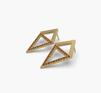 triangulaire boucle d'oreille 1 facette diamants 39 dit breloques boucles d'oreilles anneaux bijoux dessins cire fonderie art bijou bague or ruban bande argent 3d print model - Mito3D