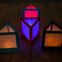 triangolare lithophane lampada casa lanterna 3d print model - Mito3D
