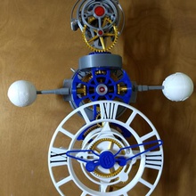 triaxial motorized gadget clock clockwork escapement tourbillon gears watch quartz movement 3d print model - Mito3D