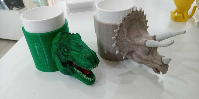 Triceratops + rex Tassen Becher Dinosaurier sagen us Tier Subliplast Tasse Innere Tyrannosaurus 3d print model - Mito3D