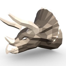 triceratopo testa dinosauro preistorico estinto lucertola bestia creatura dino predatore mostro poli animali 3d print model - Mito3D