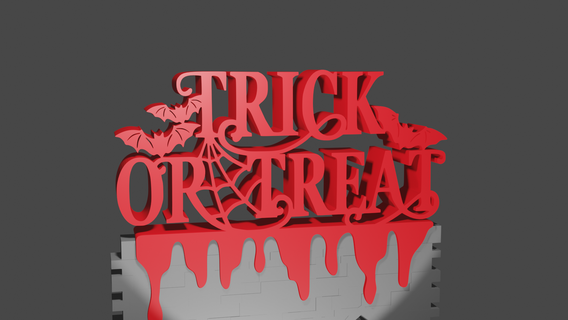 trick treat bloody shelf sign Home halloween bat scary monster blood horror decor 3d print model - Mito3D