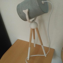 tripod lamp wooden legs home light wood dog 3d print model - Mito3D