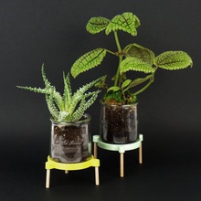 support de trépied la réception plante pot en verre maison hack boutique ateliervous jar yaourt vase déco conception greffe floraison fleurs 3d print model - Mito3D
