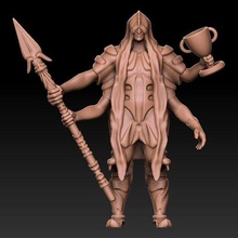 triumph - tabletop miniature game miniature character spear male cup champion arm arms armor cowl genshinimpact meme tabletop boardgame 3d print model - Mito3D