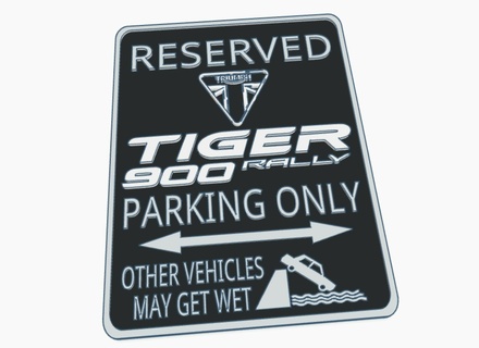 triumph tiger 900 adventure motorcycle fun parking warning sign motorbike badge logo xr 3d print model - Mito3D