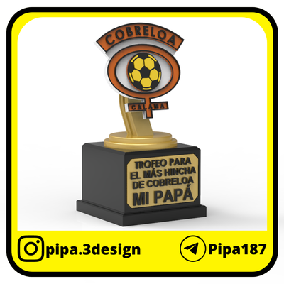 trofeo d capellán papilla cobreloa trofeos papá padre día taza padres lindo premio oro minero chile 3d print model - Mito3D