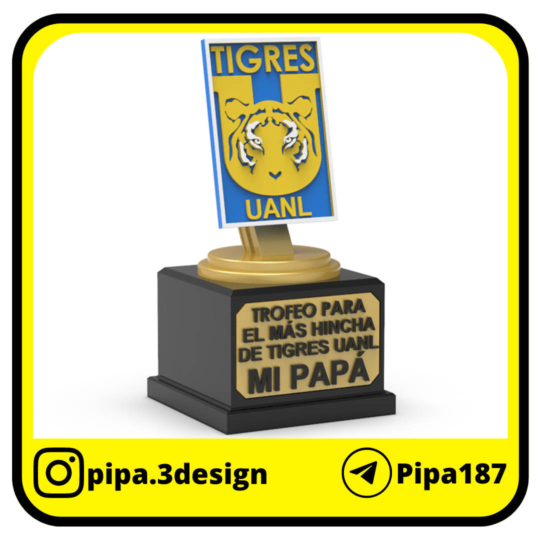 trofeo d a del padre - pap tigres uanl trofeos dad father's day cup trophy fathers cute prize premio oro gold 3D print model - Mito3D