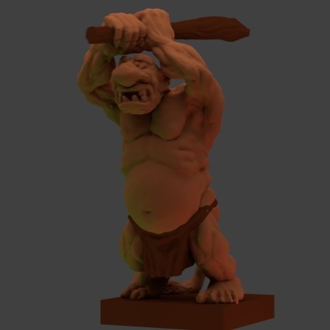 troll ataca club juego en miniatura monster warhammer dungeons&dragons de la fantasía 28mm wargame rpg 3D print model - Mito3D