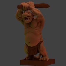 troll attacking club game miniature monster warhammer dungeons&dragons fantasy 28mm wargame rpg 3d print model - Mito3D