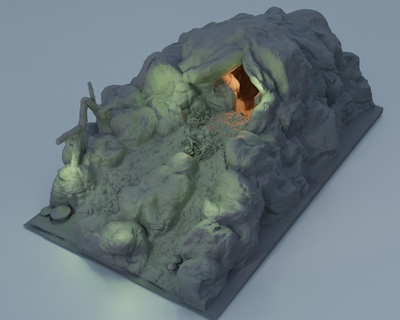 troll grotta 28 mm tavolo terreno rpg dnd medievale supportoFree vecchio calcolo roccia struttura giocabile interni modulare 28mm 25mm 15mm gioco guerra 3d print model - Mito3D