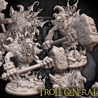 Troll general jefe guerra 60mm base Arte duende Roca tótem monstruo gigante bruto terrible demonio mutante ogro húmedo 3d print model - Mito3D