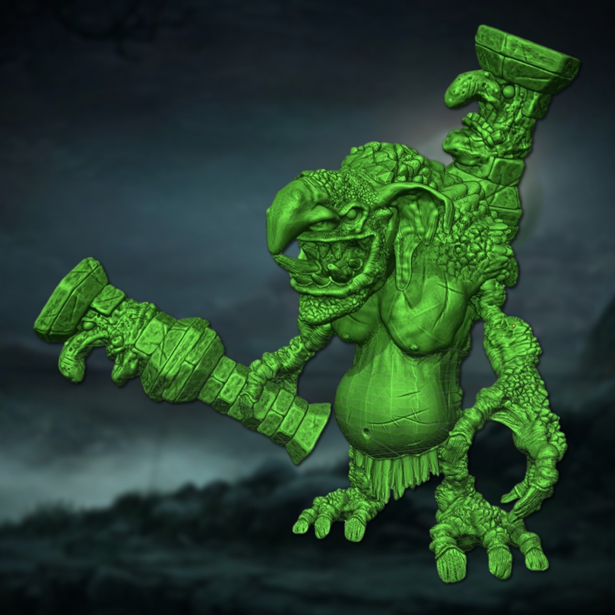 trol savaş ağası başlık cin taş totem canavar patron 3D print model - Mito3D
