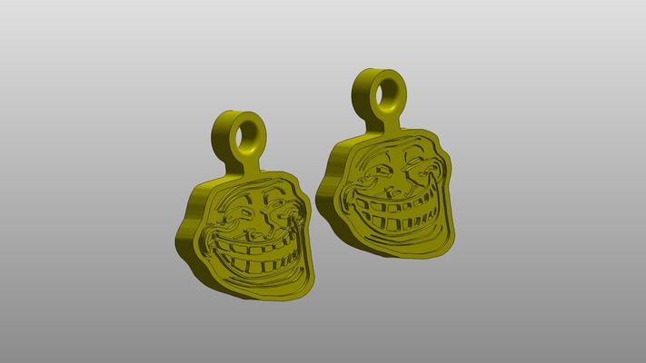 trollface keychain v2 jewelry free keychian face funny toy meme 3d print model - Mito3D