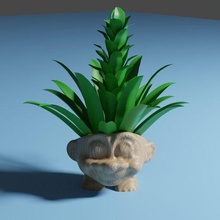 trolls tête planteur plante pot cadeau jardin bois branche coquelicot film 3d print model - Mito3D