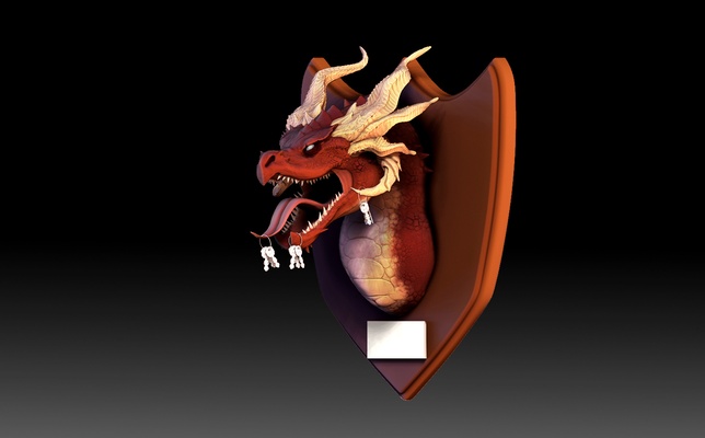 trophée chasseur dragon clé titulaire soutien dragonxcults wyvern chasse créature figurine figure jouets jouet art animal libre monstre gratuit fantaisie hobbit 3d print model - Mito3D
