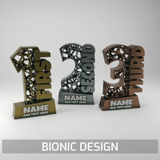trophy - customizable award bionic design trophies awards name text custom customize personal peronalize first second third ceremony tournament competition prize championship sport 3d print model - Mito3D
