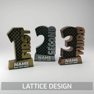 trophy - customizable award lattice design trophies awards name text custom customize personal peronalize first second third ceremony tournament competition prize championship sport 3d print model - Mito3D